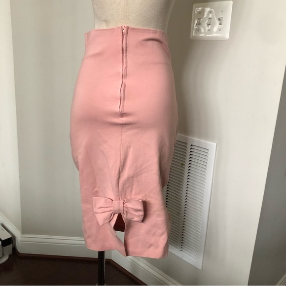 Pale Pink Bow Back High Waist Pencil Skirt Sz Large - Picture 3 of 4